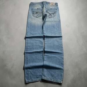 Kaporal Light Blue Straight Leg Jeans Distressed Logo Embroidered Pockets